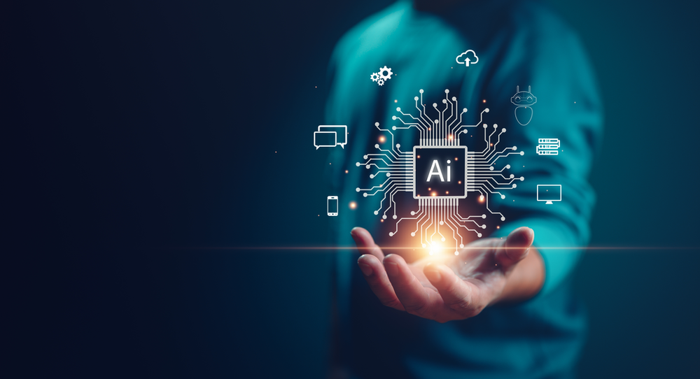 Person holding AI graphic 