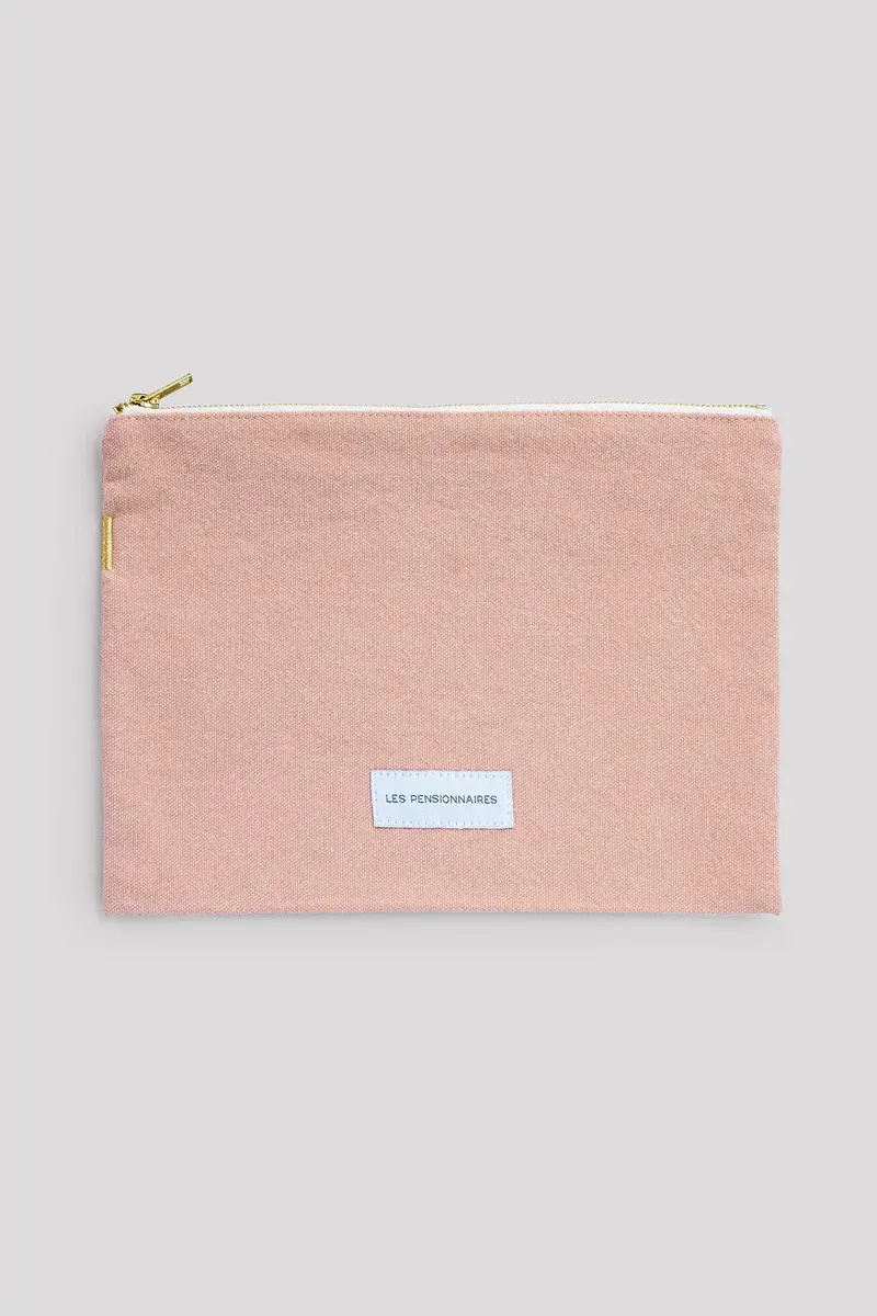 Thumbnail: Large Pouch in Organic Cotton - Delicate Rose