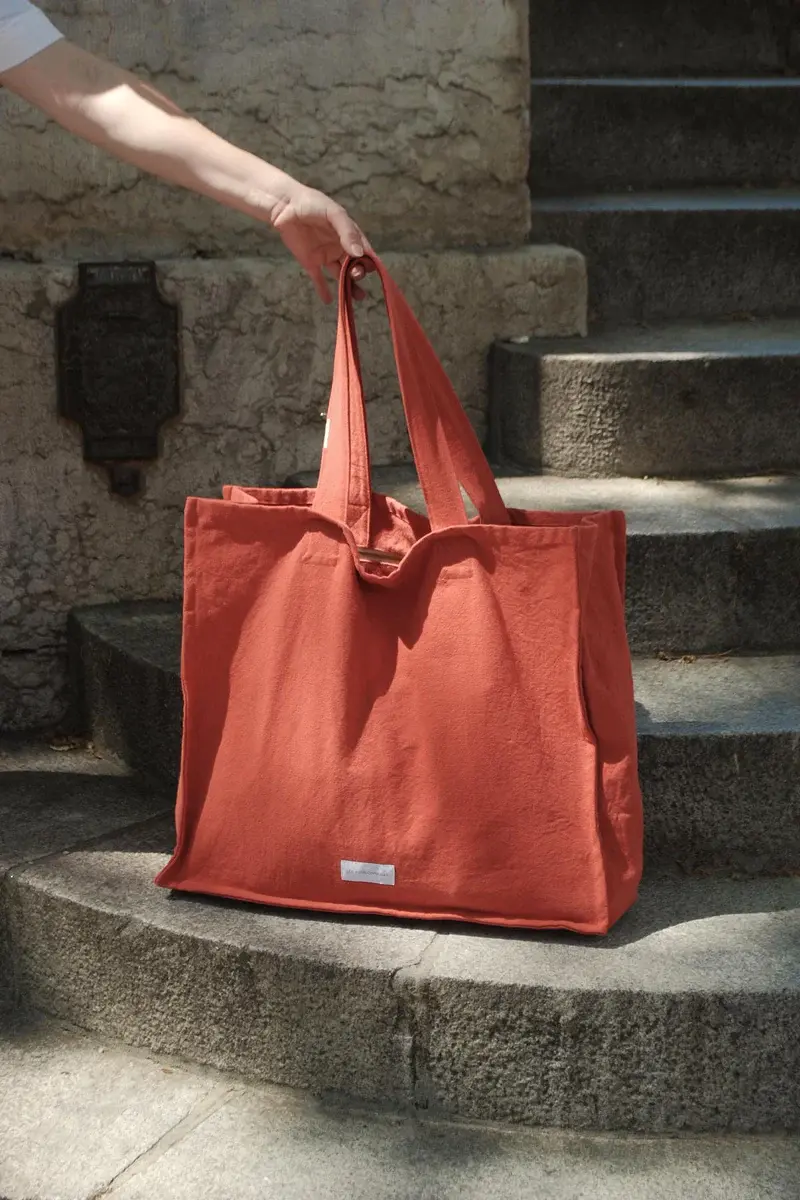 Thumbnail: Large Tote Bag  Organic Cotton -Flamboyant Orange