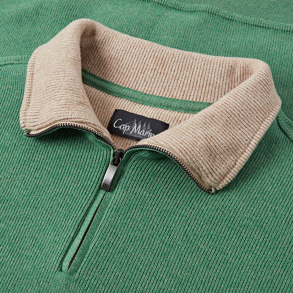 Thumbnail: TRIEUX Vert Anglais 1/4 zip sweatshirt