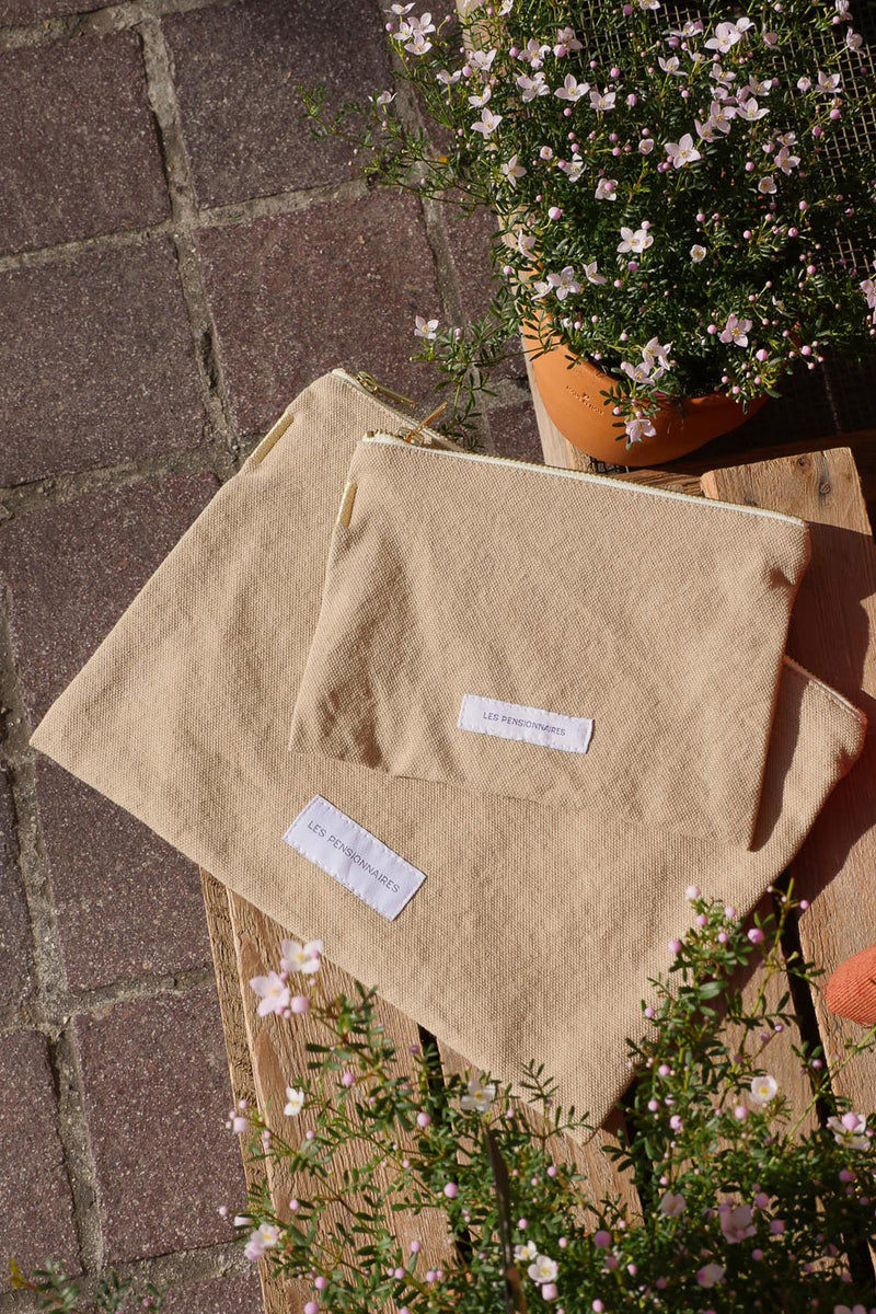 Thumbnail: Large Pouch in Organic Cotton - Sand