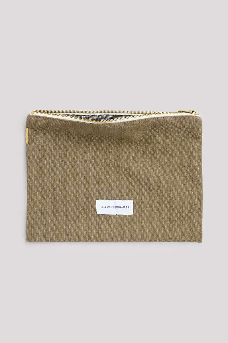 Thumbnail: Large Pouch in Organic Cotton - Linden Green