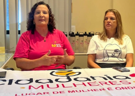 Geanne Oliveira ao lado da presidente do Cidadania de Vitória da Conquista, Thayse Villas Boas