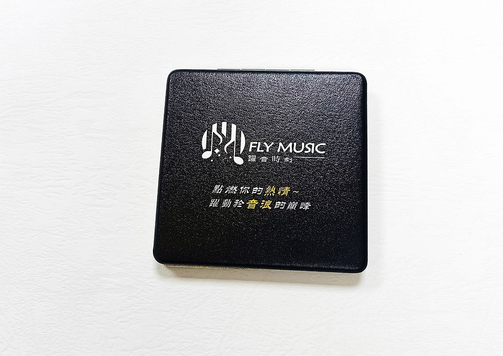 縮圖：MUSIC 黑色典雅鏡 / 雙面PU皮革化妝鏡 /小方鏡
