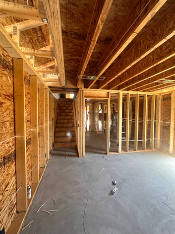 custom home build inside framing