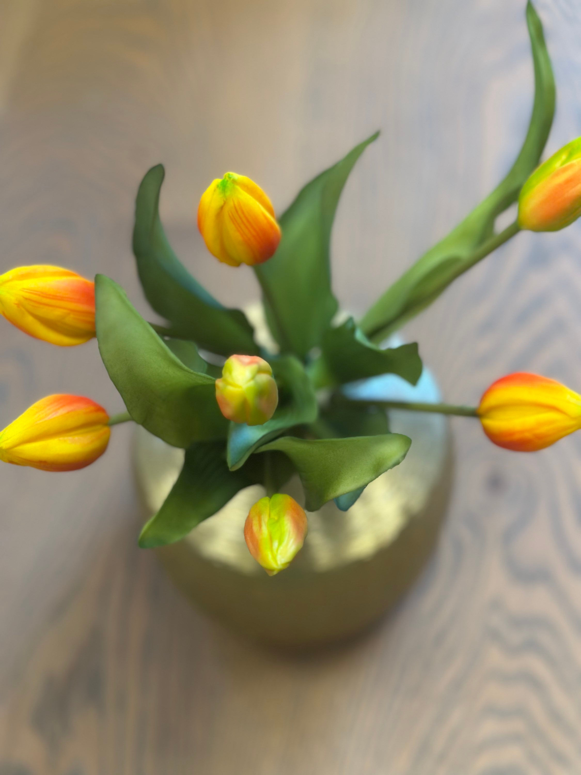 Zijden tulp “geel/oranje” 31 cm