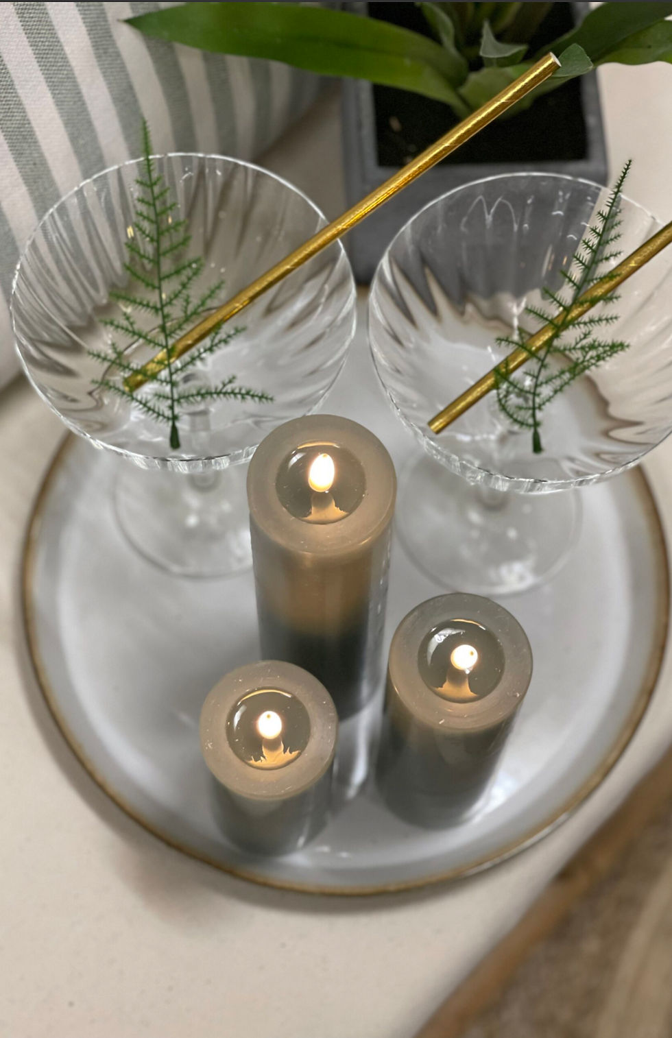 Thumbnail: DeLuxe HomeArt -led kaars SAND stripe “large” 