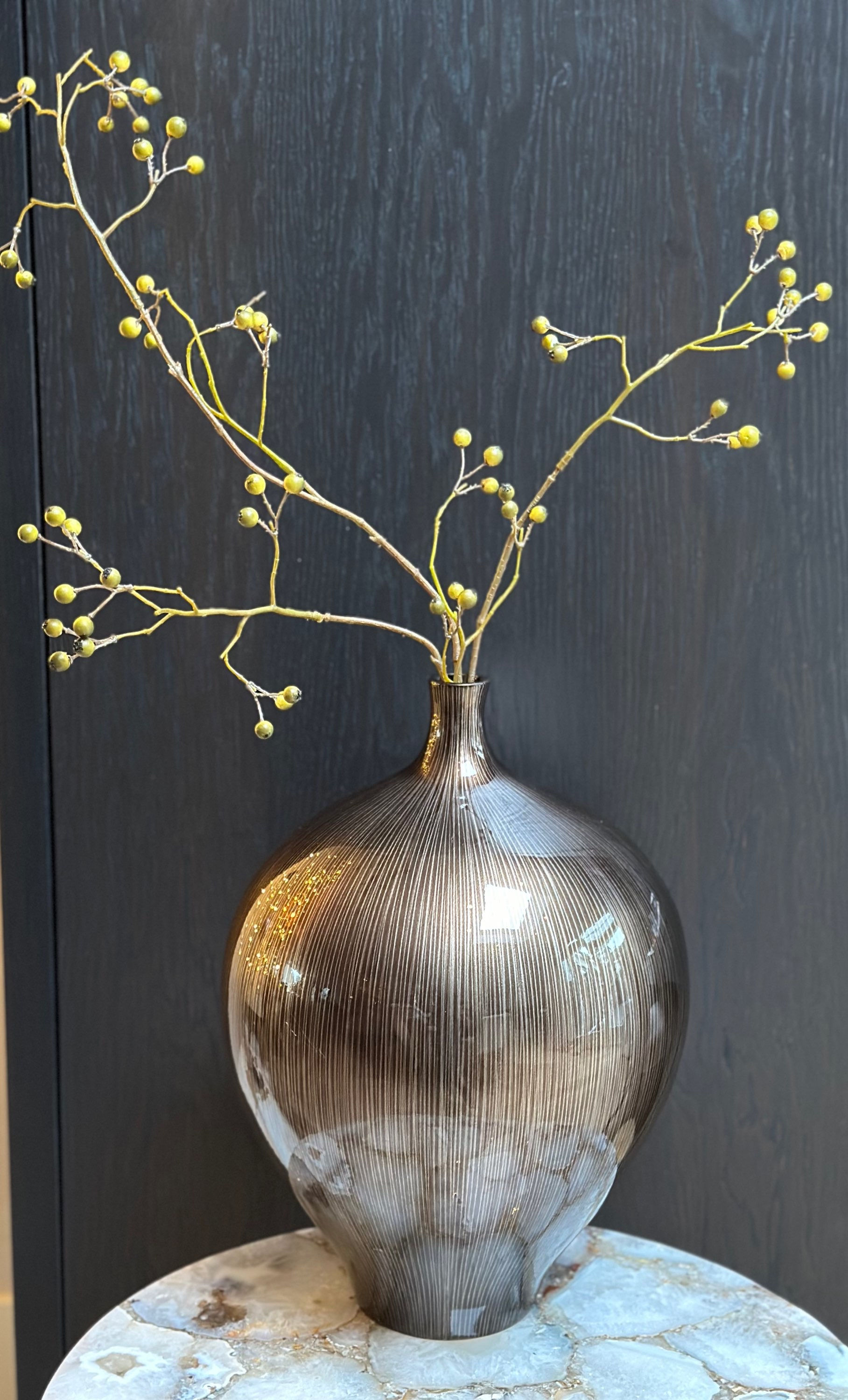 Luxe bol vaas “streep”  large 