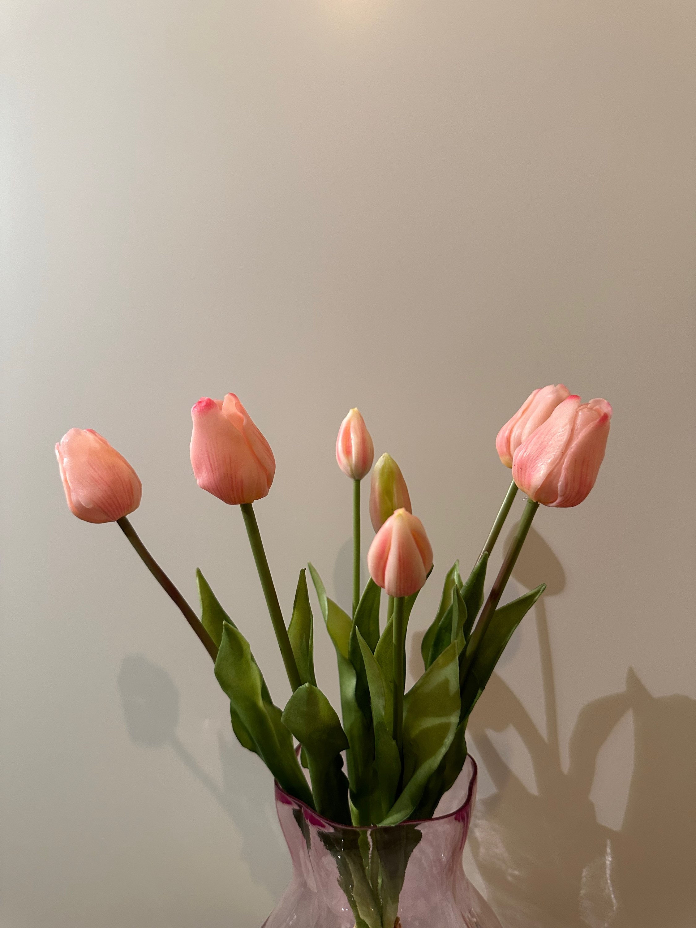 ACTIE: 7 Licht roze ZIJDE tulpen 45 cm