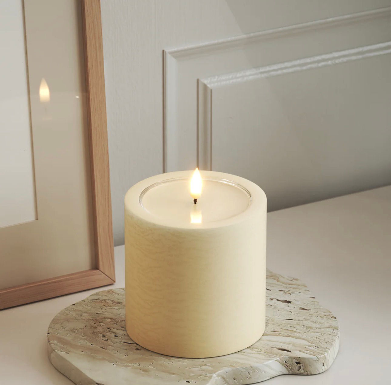 De luxe HomeArt / Unique LED Stompkaarsen D 10 x 10 cm Cream