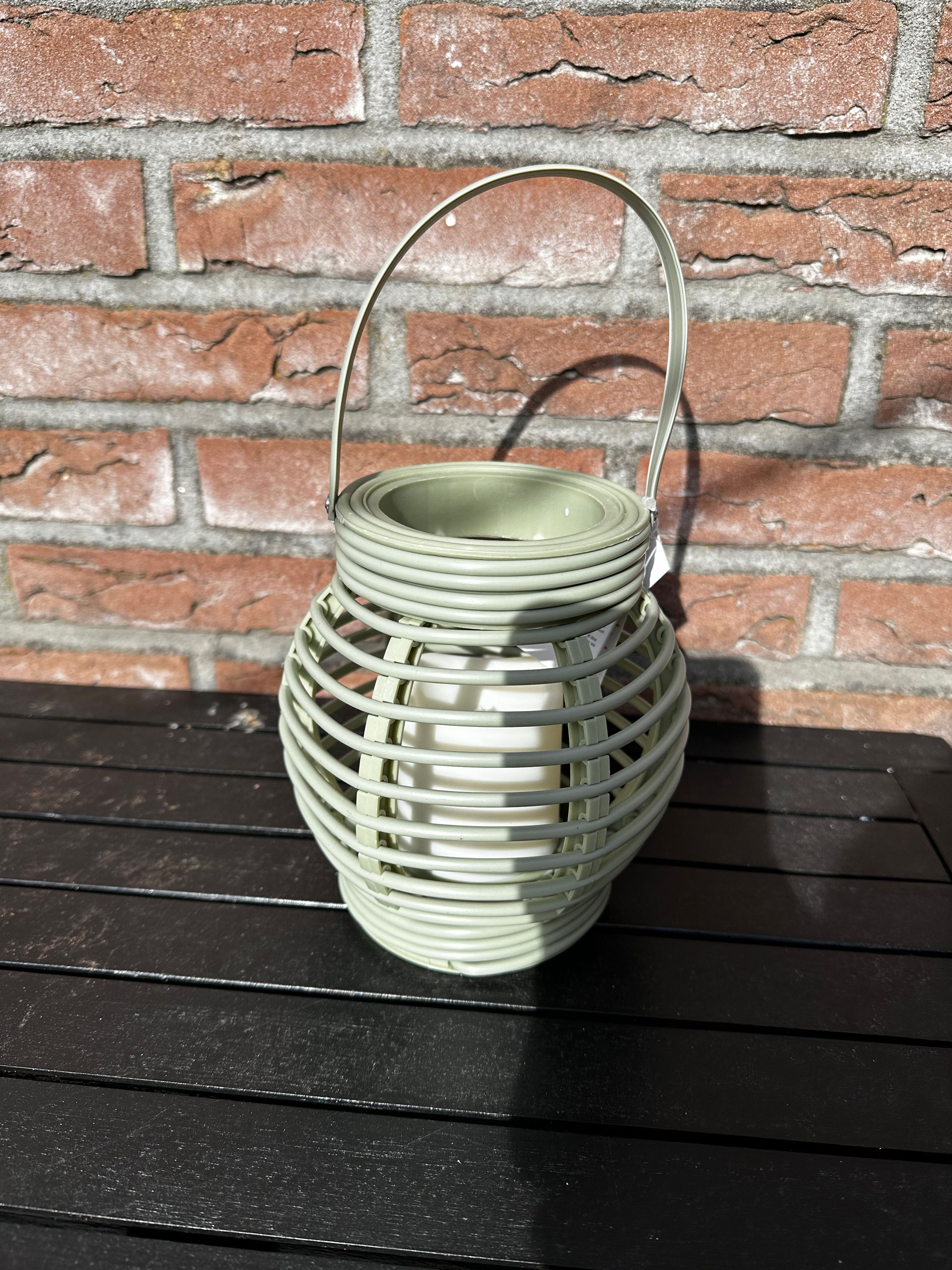 Windlicht- groen - small - kunststof 