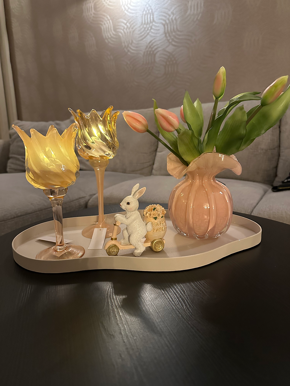 Thumbnail: Waxinelichtje “tulp” perzik kleur 