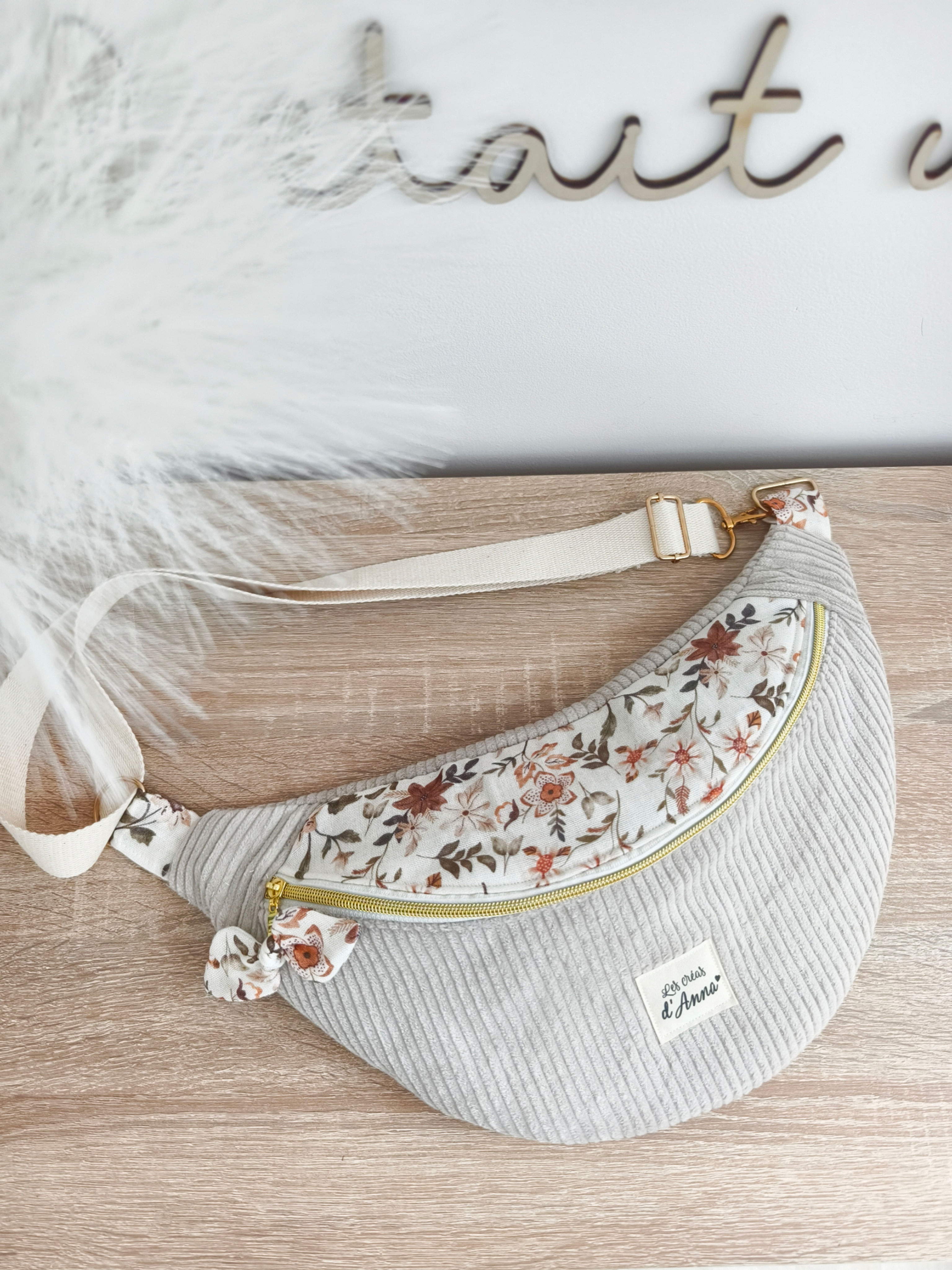Sac Banane beige / fleurs d'automne