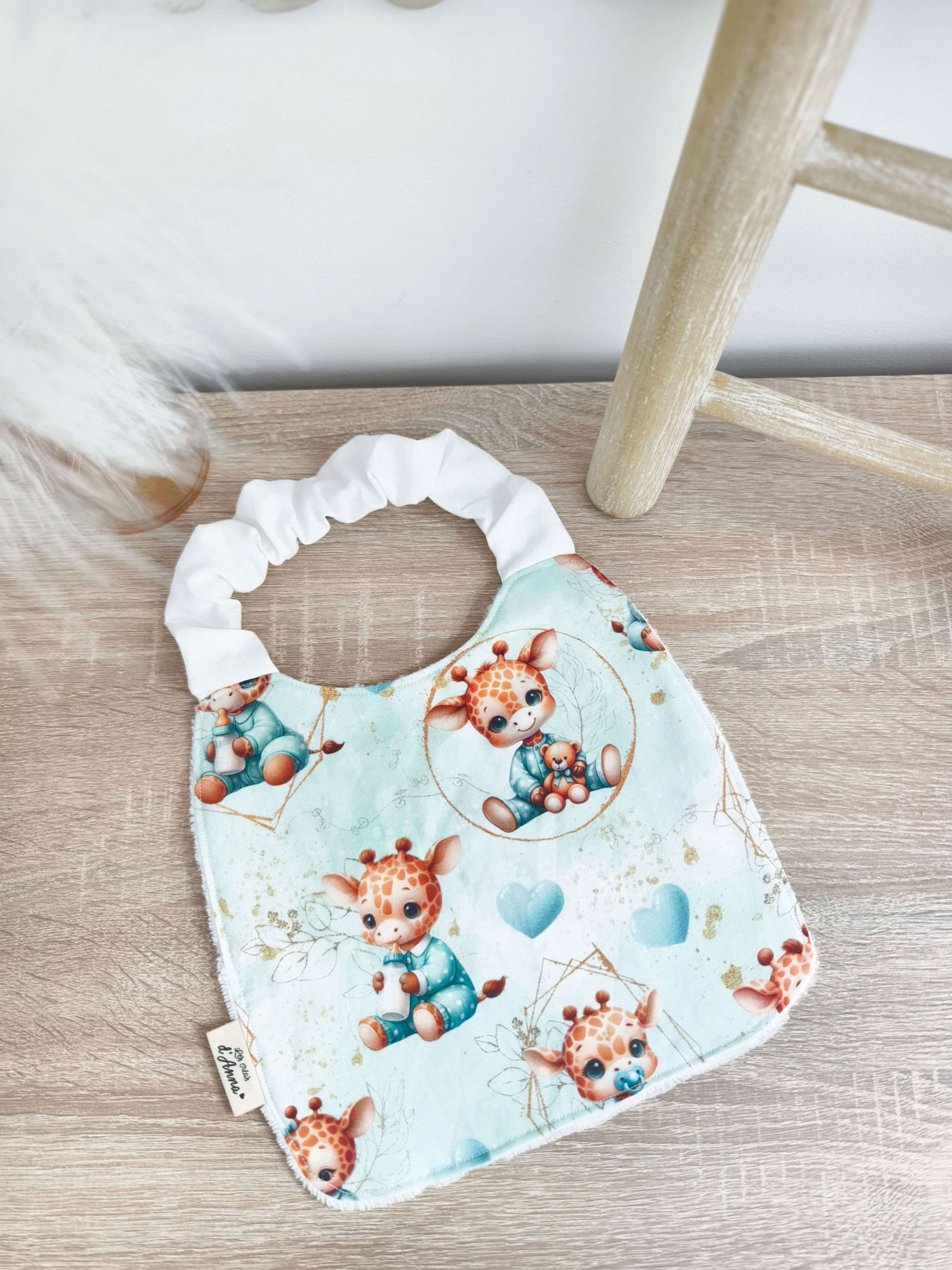 Bavoir élastique 6-12 mois girafe