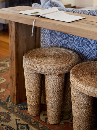 Larkmead vineyards, calistoga california tasting room interior styling with woven stools