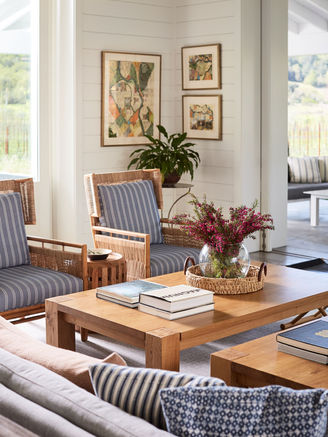 Larkmead vineyards, calistoga california tasting room interior lounge chairs and coffee table styling