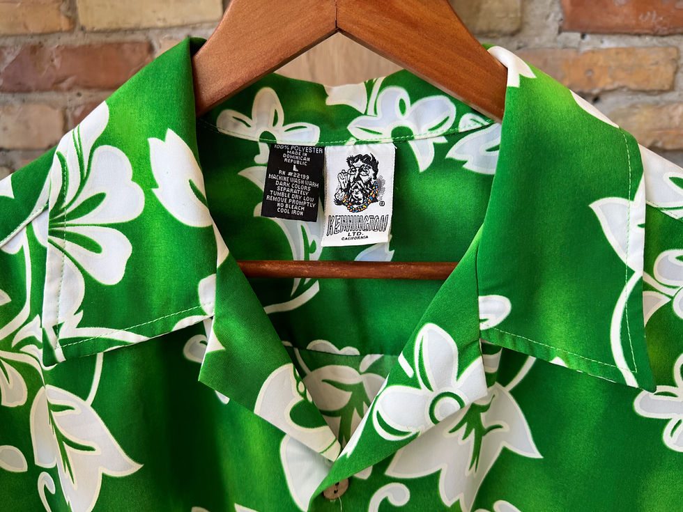 Thumbnail: Kensington shirt Men’s Large green floral short sleeve Hawaiian button up