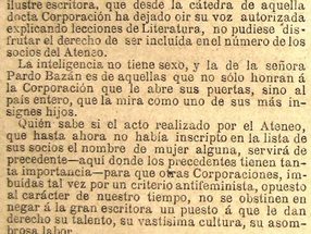 "El Ateneo de Madrid ,pionero en la lucha por la igualdad"