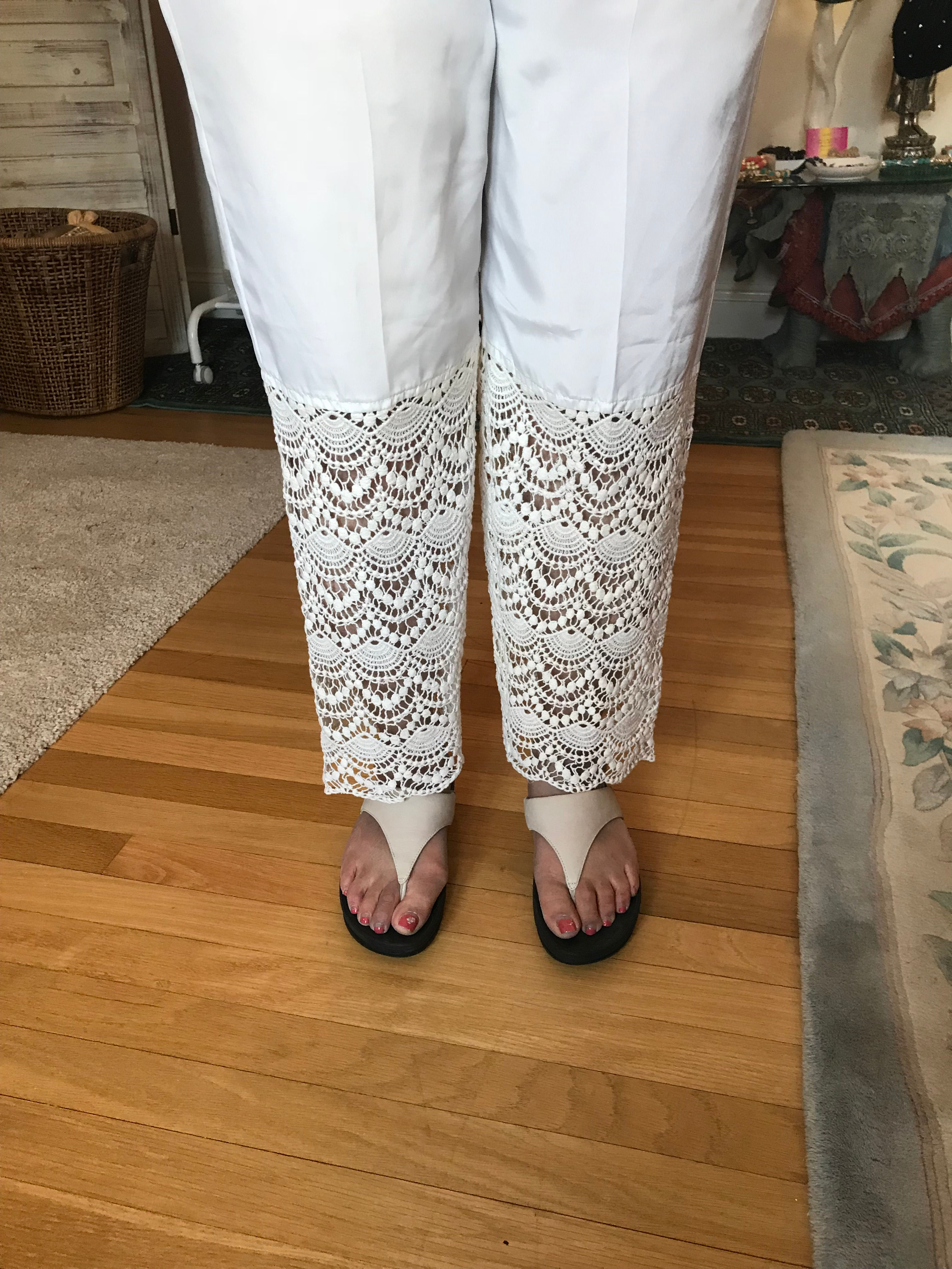 Lace Cuff Silk Trousers