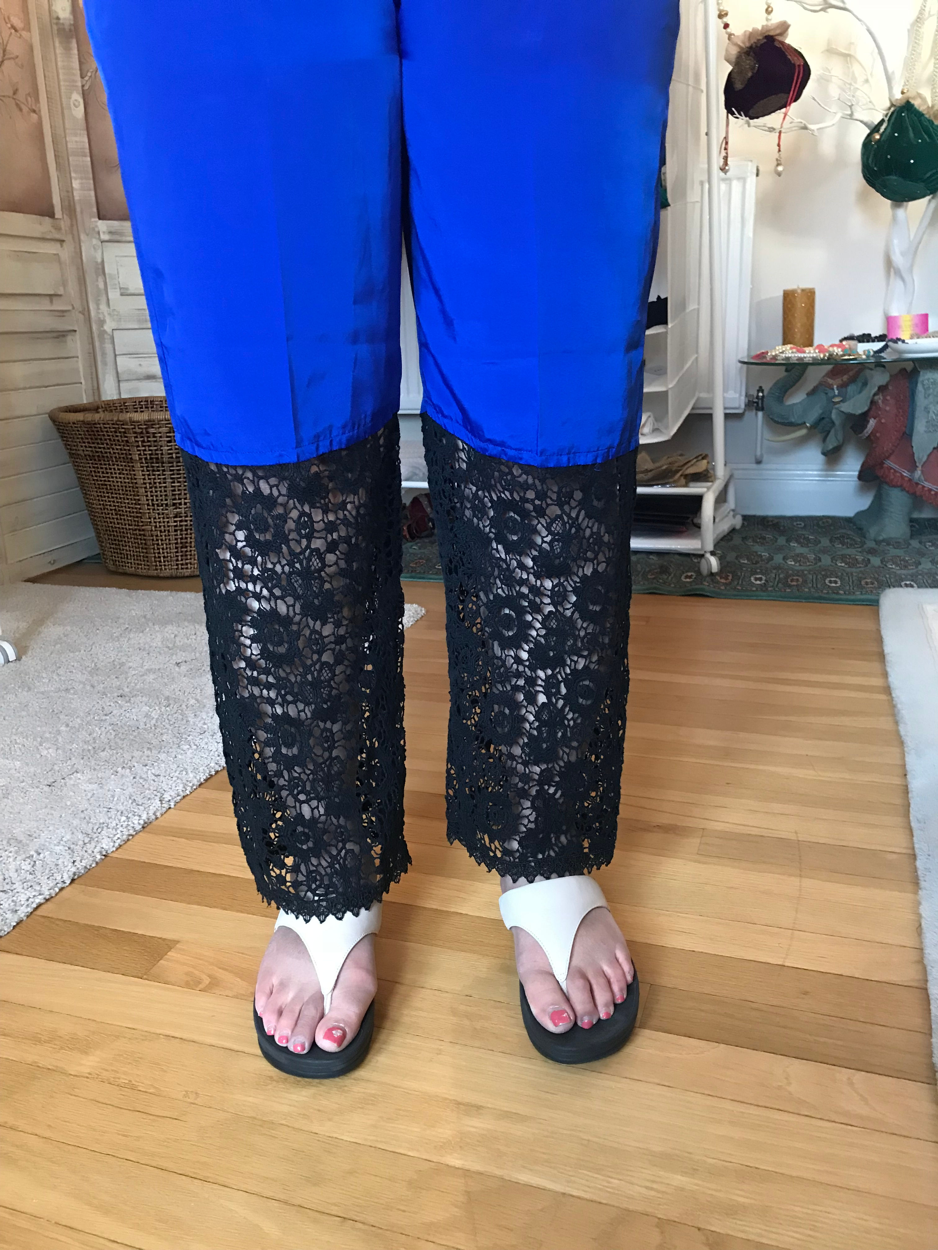 Lace Cuff Silk Trousers