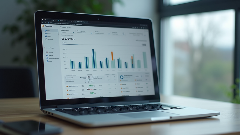 Close-up view of a laptop screen showing HR software dashboard