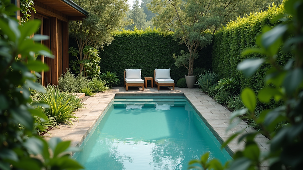 High angle view of a tranquil mini pool surrounded by greenery