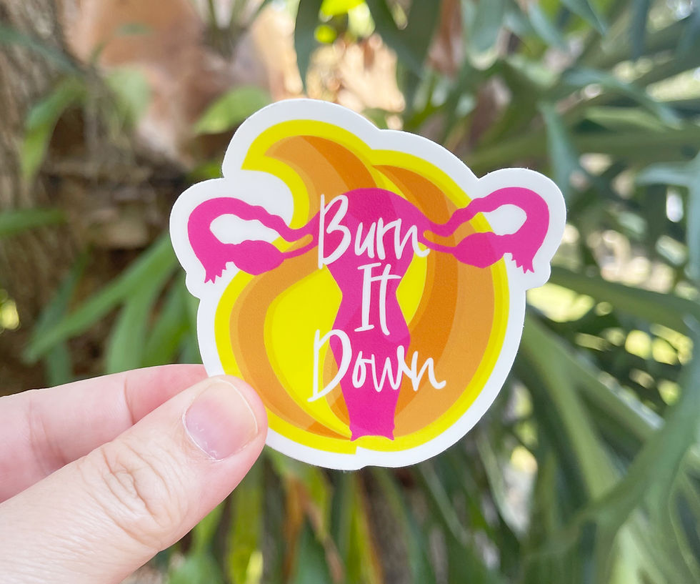 Thumbnail: Burn It Down Hot Pink Burning Uterus Die Cut Sticker