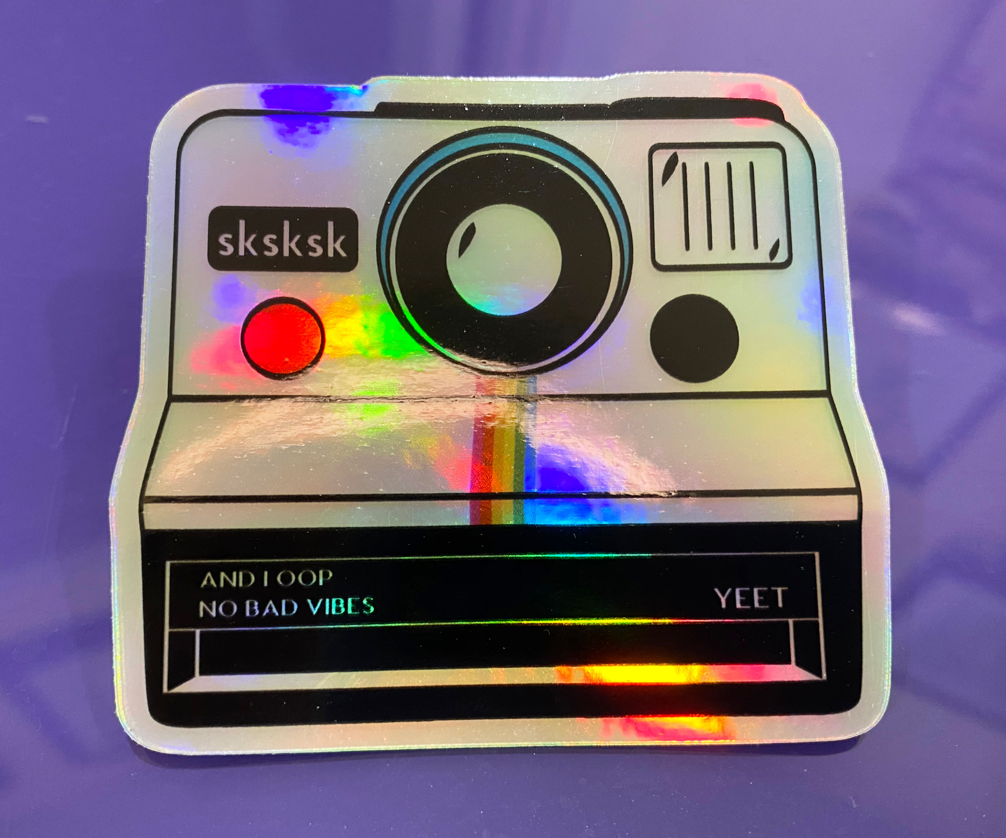Polaroid Camera Holographic Die Cut Sticker