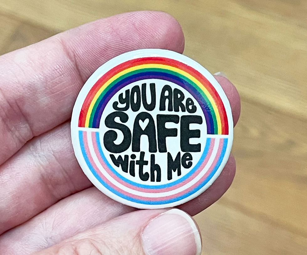 Thumbnail: You Are Safe With Me Trans & Pride Flag Button