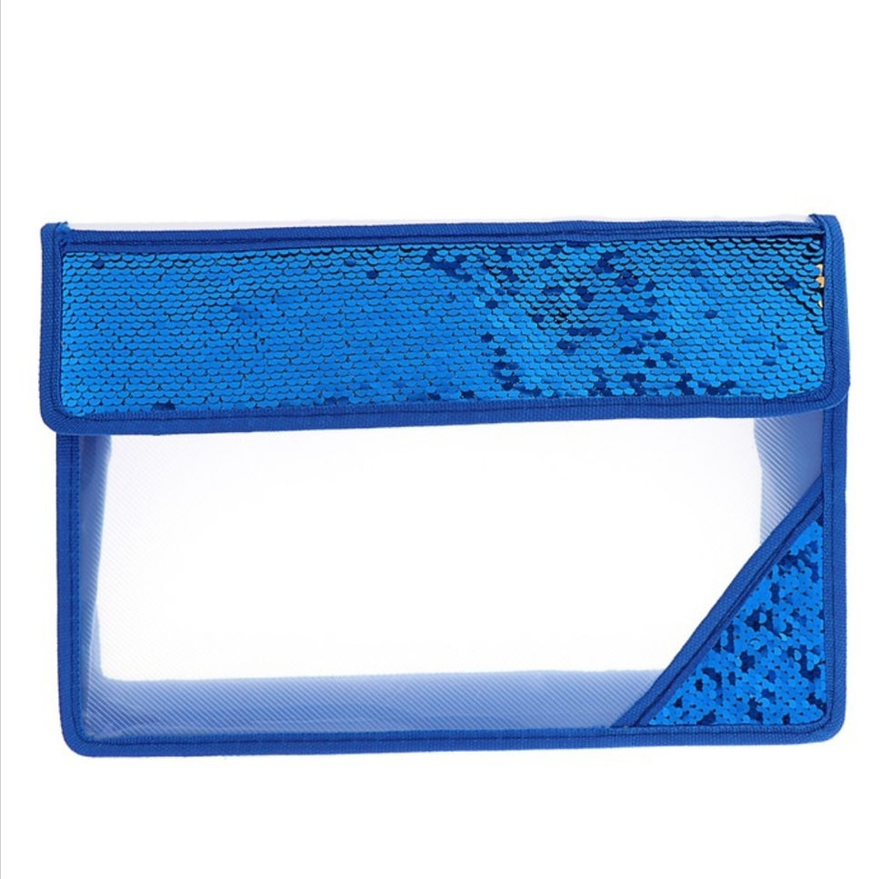 Миниатюра: Папка для тетрадей формат А4, на липучке, Пайетки двуцветные