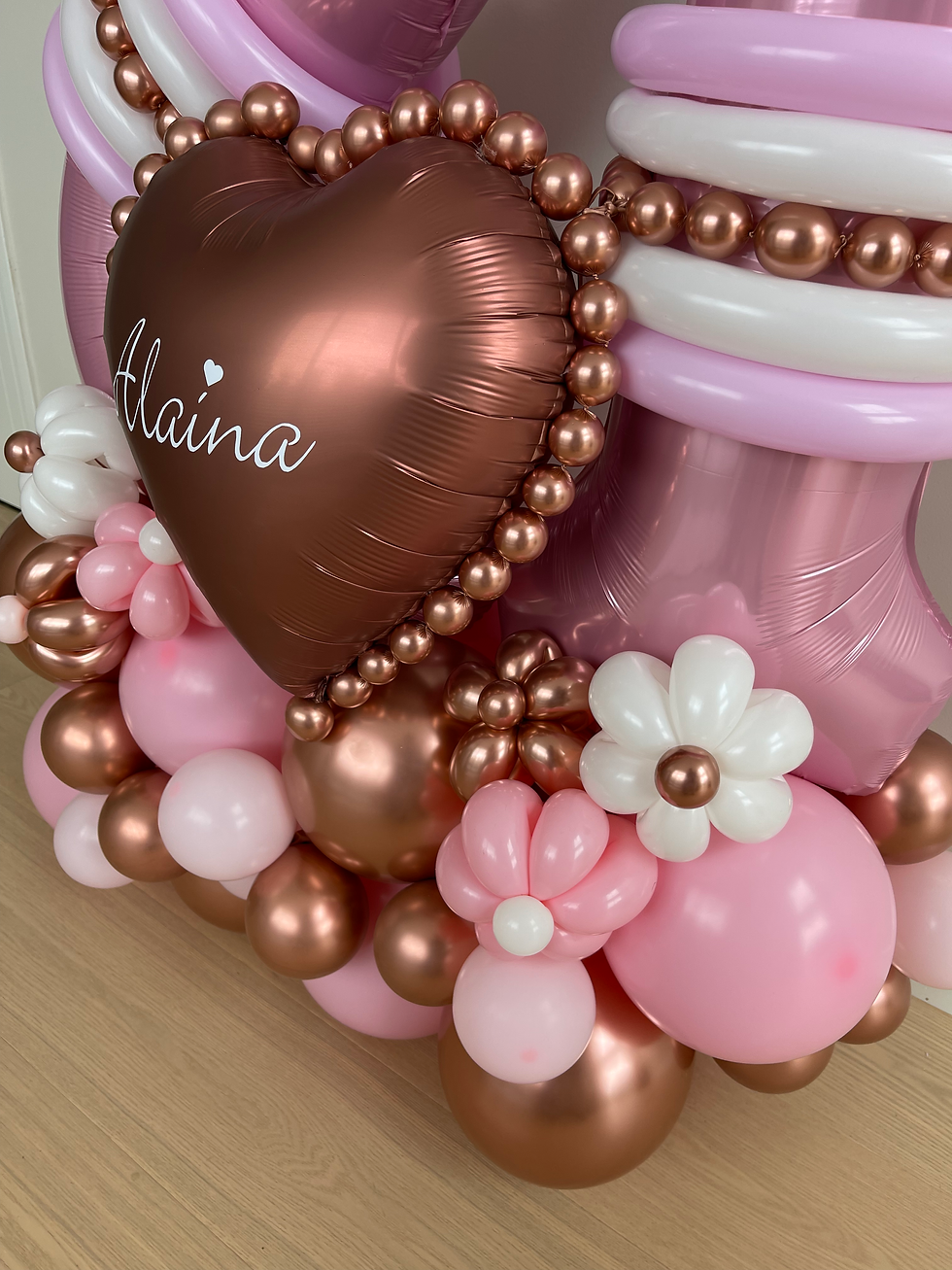 Thumbnail: Girls 21st birthday celebration  pink marquee balloon bouquet stand