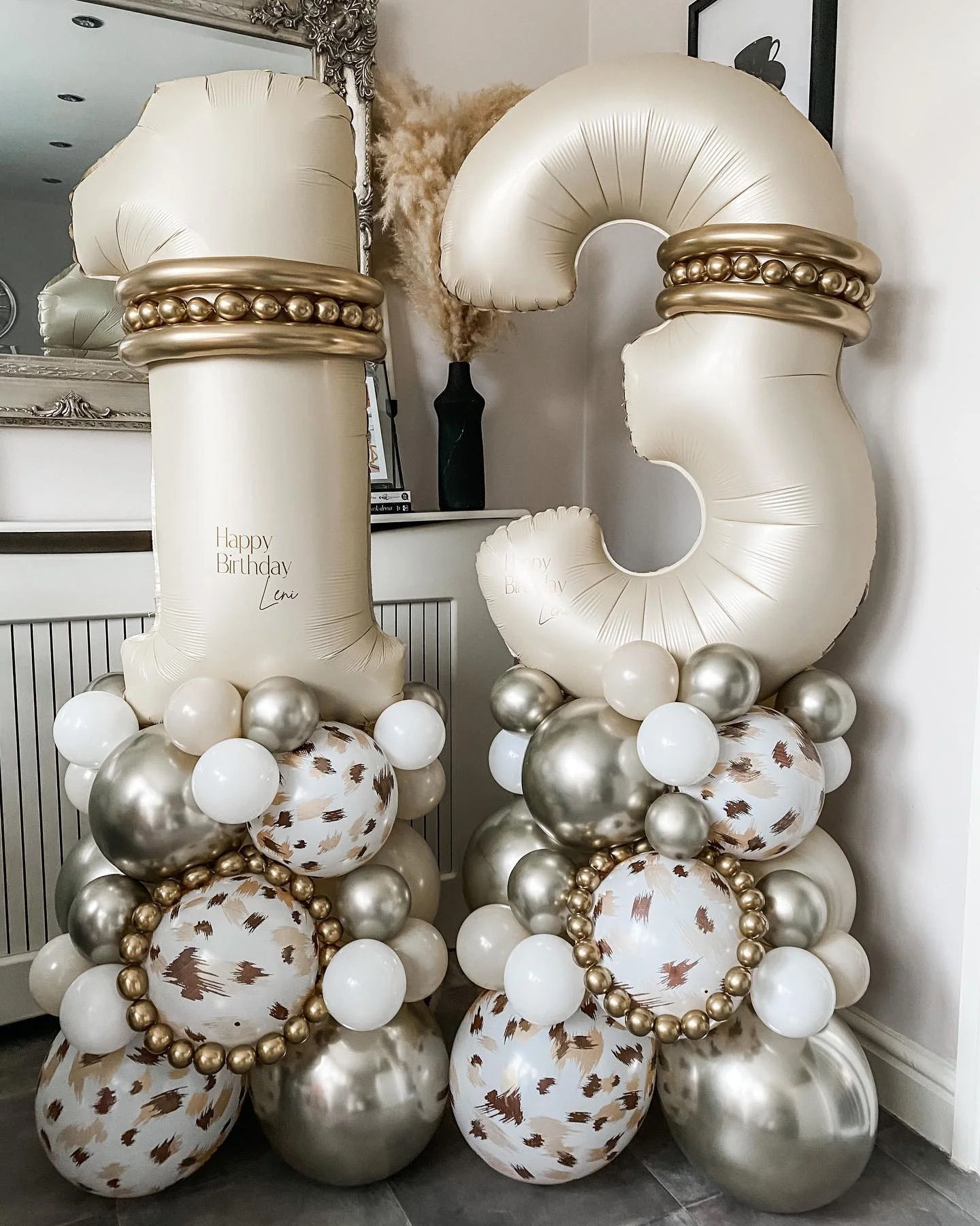 13rd Birthday Party Cream Color Marquee Balloon Bouquet