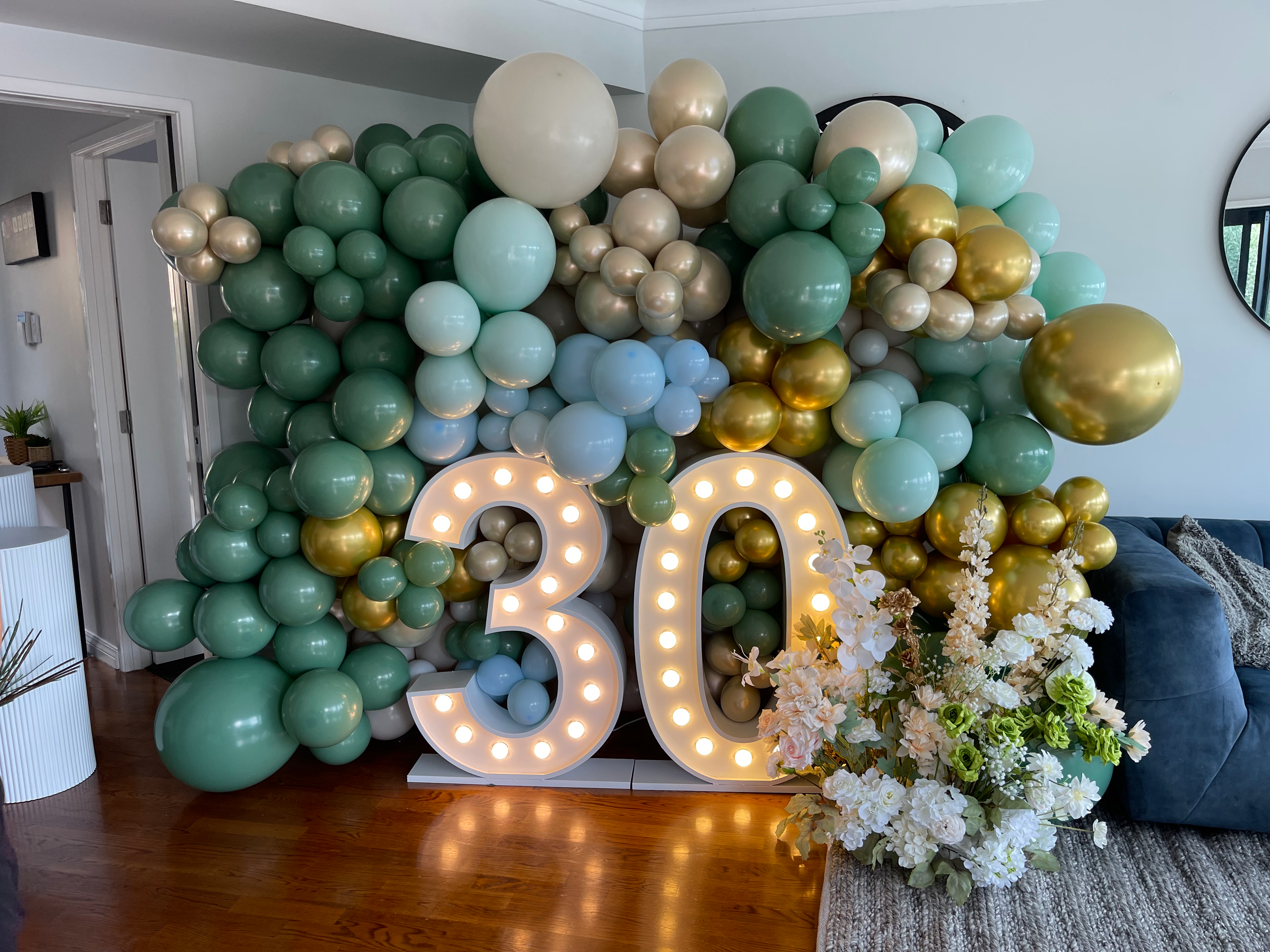 Auckland adult 30th birthday party balloon wall decoration package
