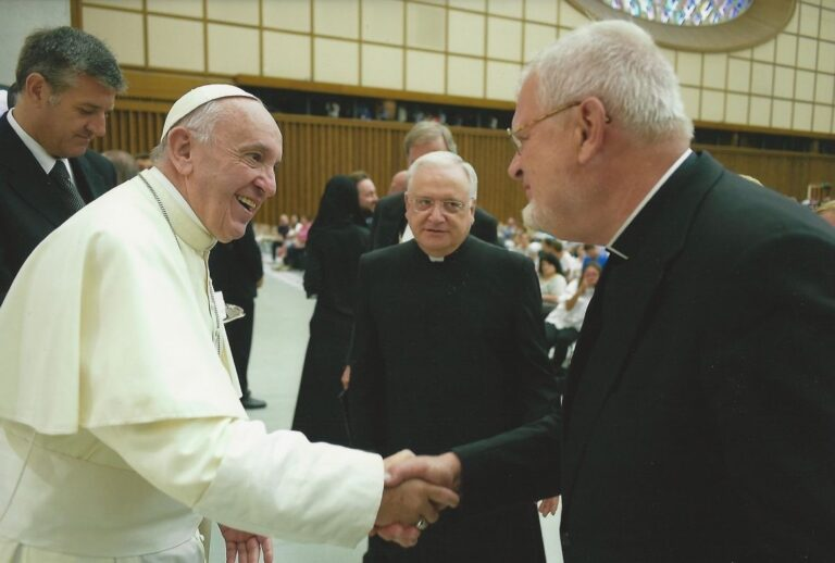Bishop Martin meeting Pope Francis.