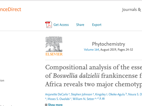 Compositional analysis of the essential oil of Boswellia dalzielii frankincense from West Africa