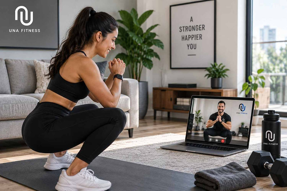 Online fitness coach guiding a client in Houston