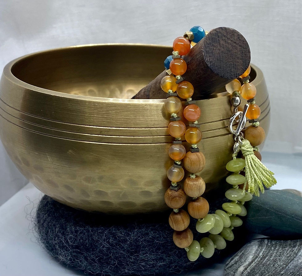 Thumbnail: Handtied Silk Jewelry | Necklace - Bracelet | Carnelian Peridot Apatite Silver