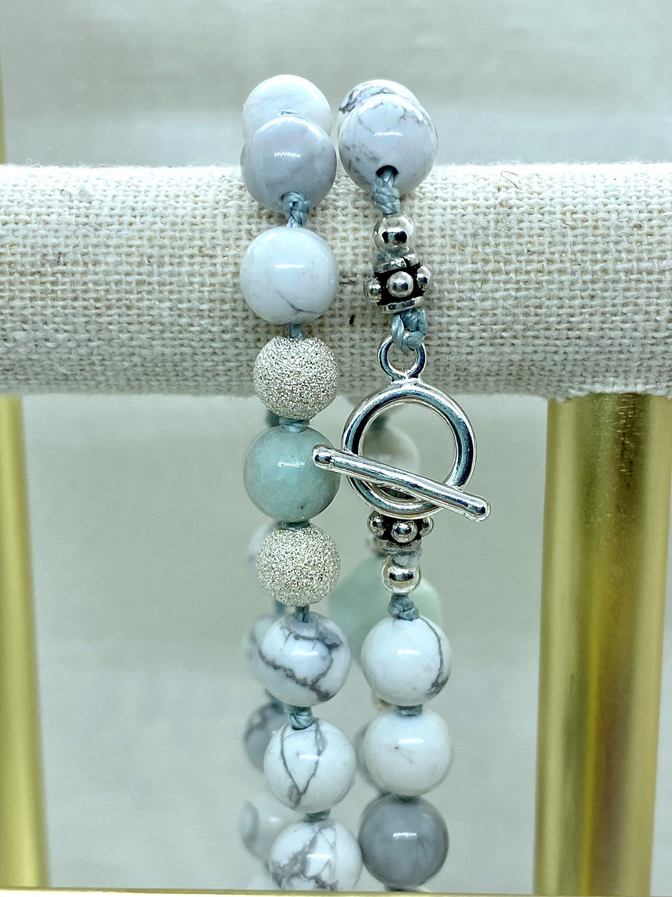 Handtied Silk Jewelry | Necklace - Bracelet | Amazonite Howlite 925 Silver