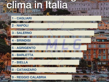 MLG, Calabria tra le migliori in Italia per il clima: Catanzaro, Reggio e Vibo nelle prime posizioni, Cosenza maglia nera.