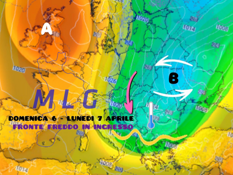 Fronte freddo in arrivo: tra Domenica sera e Lunedì mattina piogge, nevicate e brusco calo termico! Seguirà un rapido miglioramento, ma farà decisamente freddo!