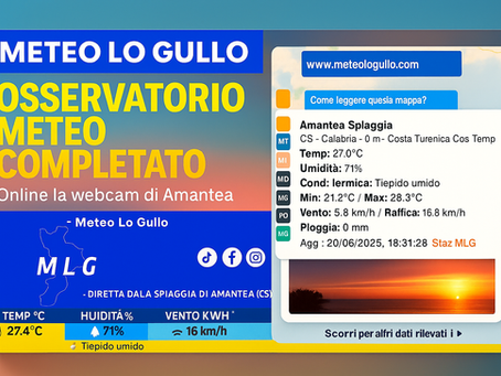 MLG: ufficialmente online la webcam del nostro osservatorio meteo sulla spiaggia di Amantea (CS)! Il nuovo occhio attento sulla costa tirrenica cosentina!