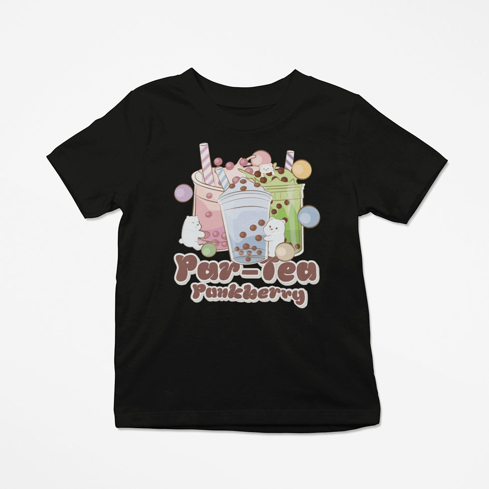 Bubble Tea Par-Tea Kids T-shirt black color front view