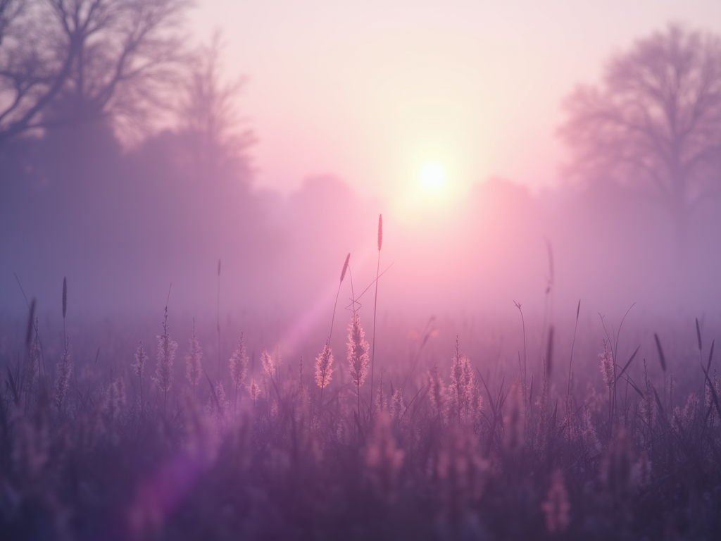 Ethereal sunlight beams through a calm spiritual mist.