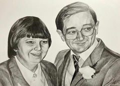 Trinity Ruhl Artist - Family Portraits. Hand Drawn Memorial Portrait.