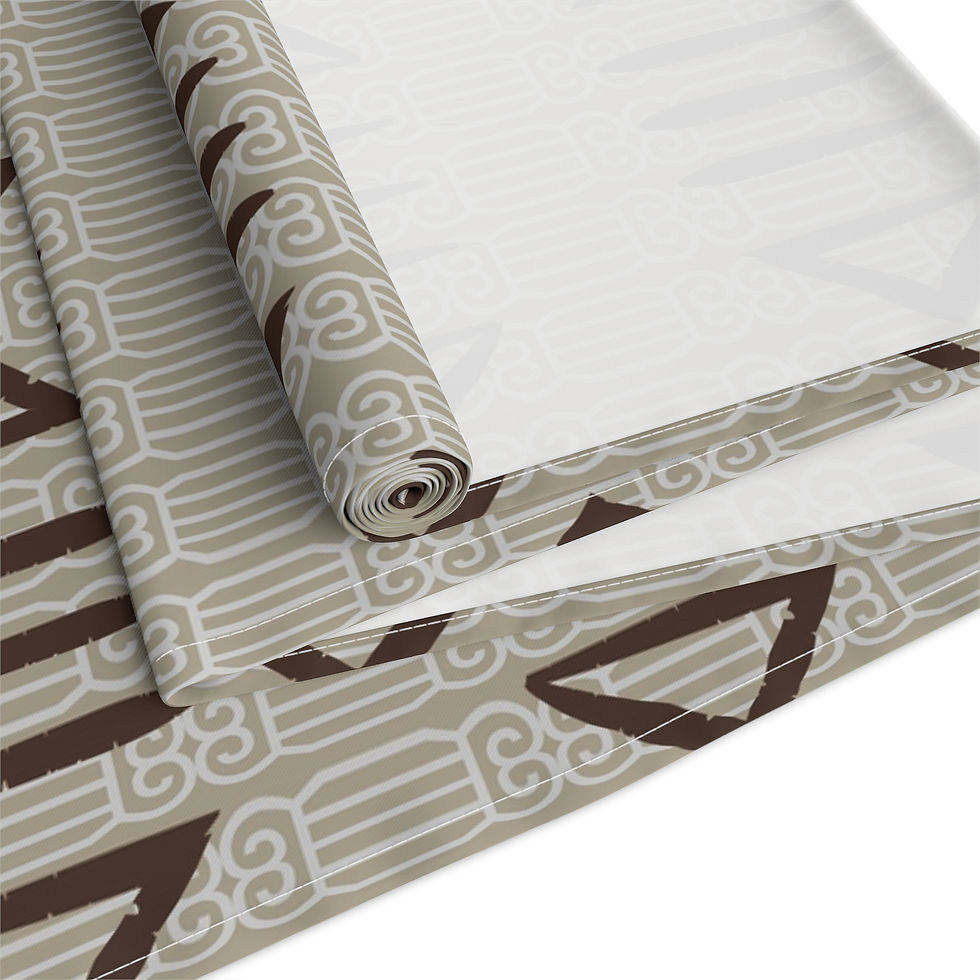Thumbnail:  African Mud Cloth Taupe Table Runner - Luxury Home Decor 