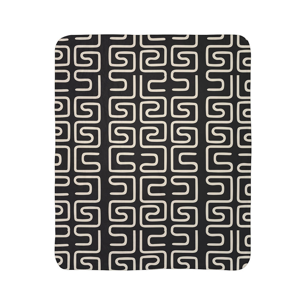 Thumbnail: Bold Fleece Sherpa Blanket - Black & White Bed Sofa Throw African Mudcloth 
