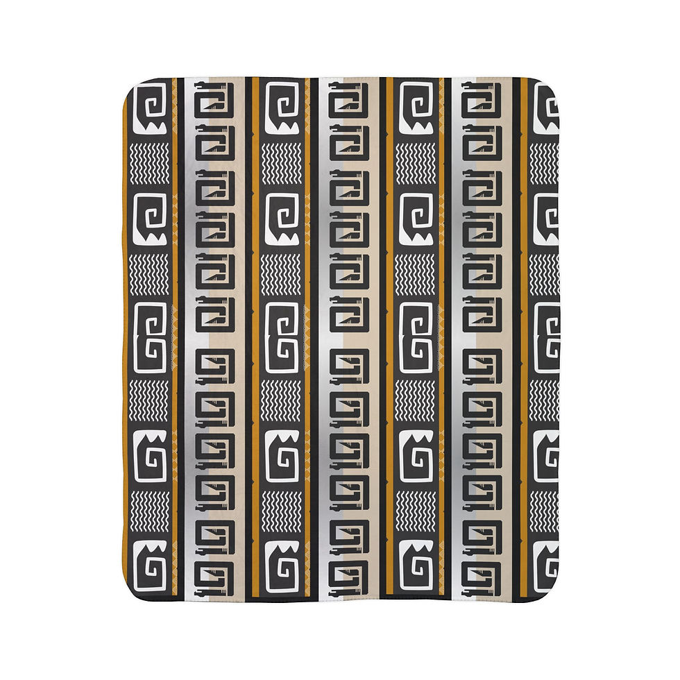Thumbnail:  Bold Aztec & Mud Cloth Motif Sherpa Blanket –  Winter Warmer Snuggle Throw 
