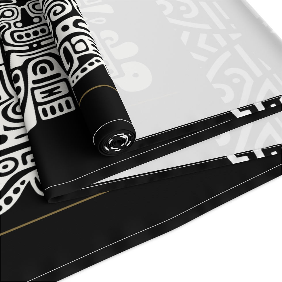 Thumbnail:  Bold Black & White Inca Aztec Mask Table Runner – Luxury Dining Home Decor 