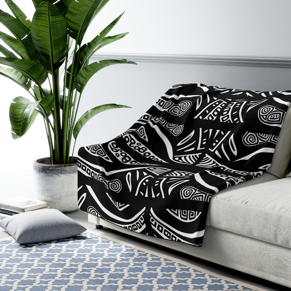 Thumbnail: Bold Polynesian Maori Design Sherpa Fleece Blanket – Luxury Home Decor