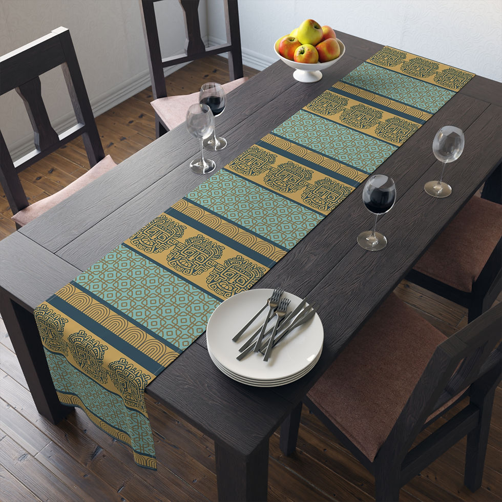 Thumbnail: Exotic Indonesian Inspired Geometric Table Runner | Luxury Home Decor 